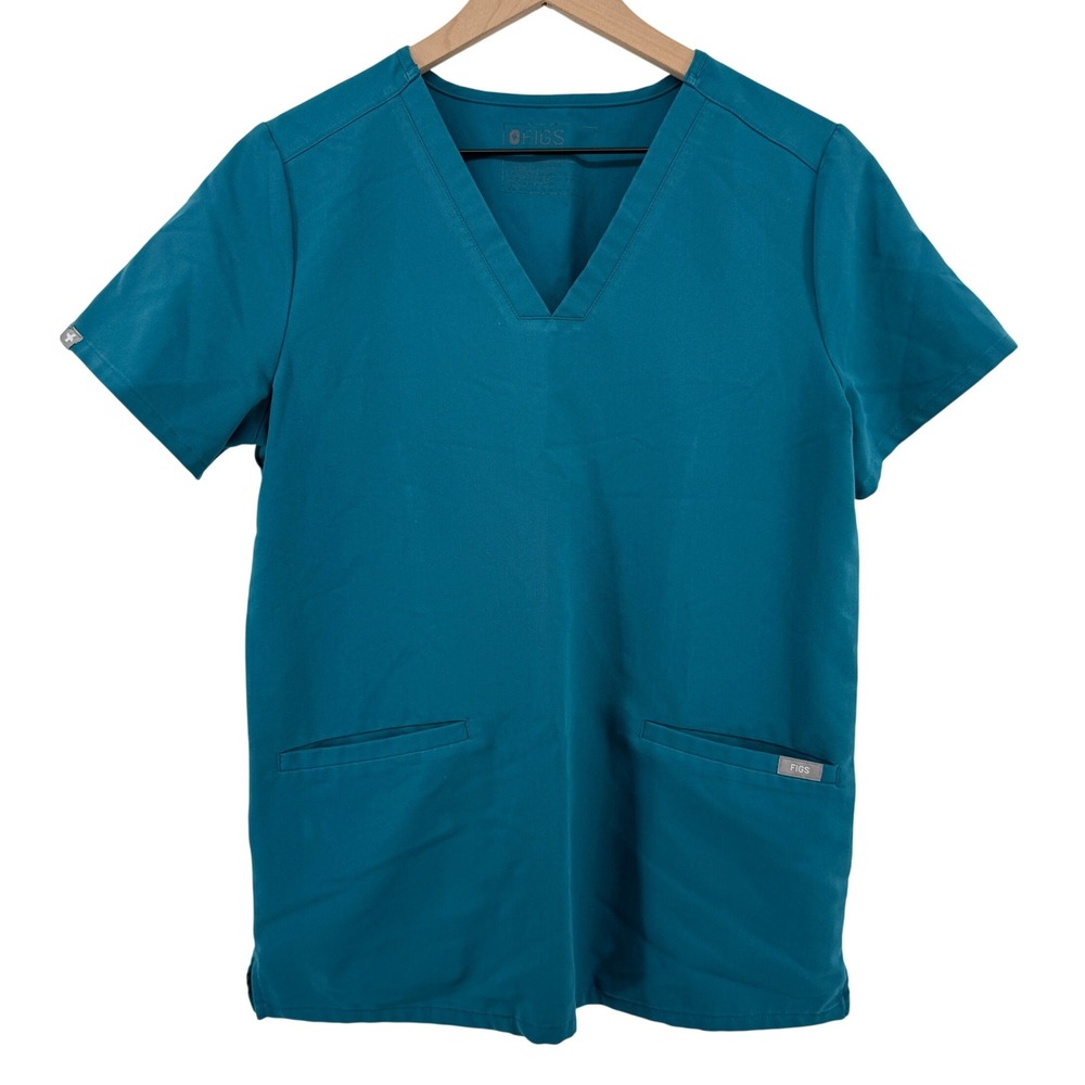 Figs Casma Three-Pocket Scrub Top Pacific Blue Women S V-Neck‎ FW1100 Medical
